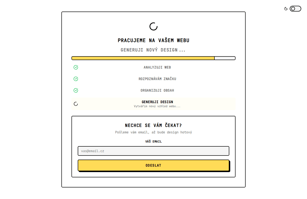 redesign.page pipeline stage showing HTML generation